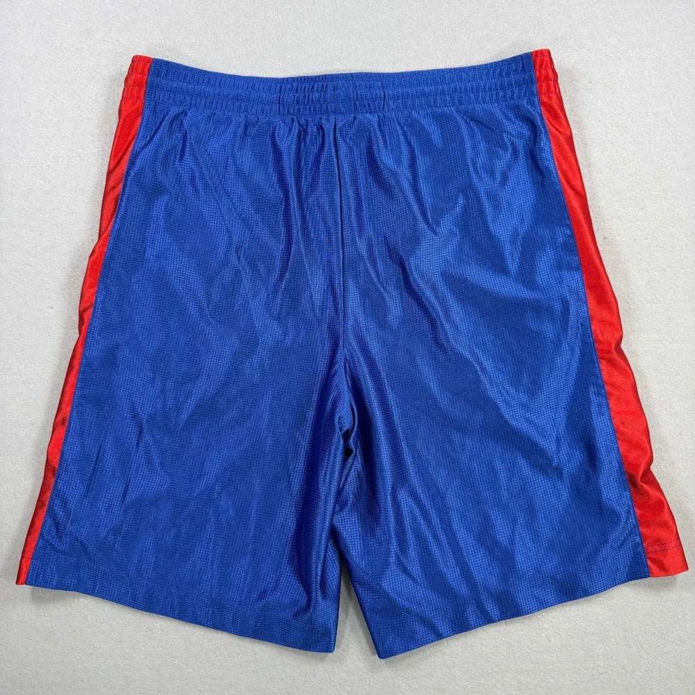 Nike Basketball Shorts Men M Blue Red Side Stripe Dazzle Swoosh Athletic Gym Y2K